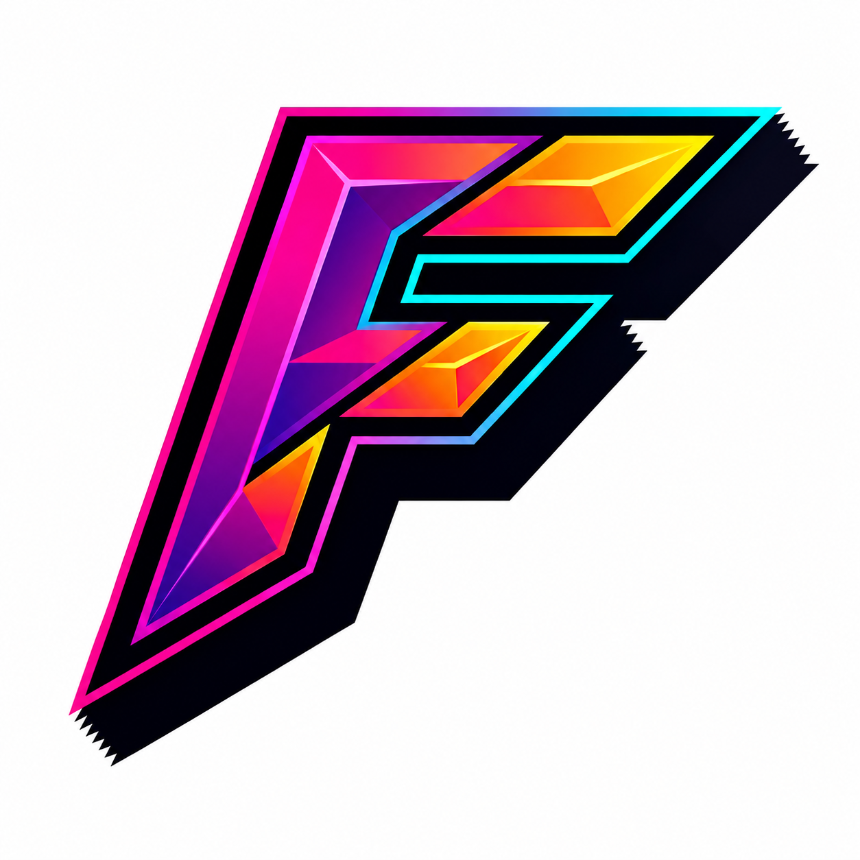 Símbolo F multicolorido da Flow Ads Dev